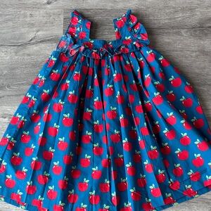 Eleanor Rose Blue Sundress with Red Apple Print